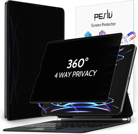 Peslv 4 Way Magnetic Privacy Screen Protector for iPad Air 5th 4th 10.9" & iPad Pro 11(2018-2022), Removable 360 Spy Private Filter, Anti Blue Light Glare Bubble-Free Black Security Protector