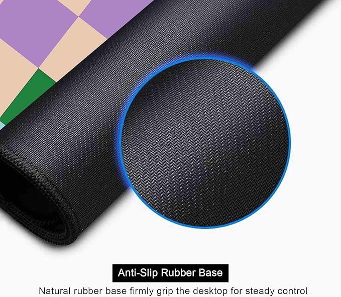 Colorful Checkered Desk Mats, Retro Purple Pink Blue Green Large Desk Pad, Aesthetic Desktop Mat, Writing Mat, Non-Slip Rubber Gaming Mouse Pad for Laptop Computer Office, 31.5 X 11.8 in