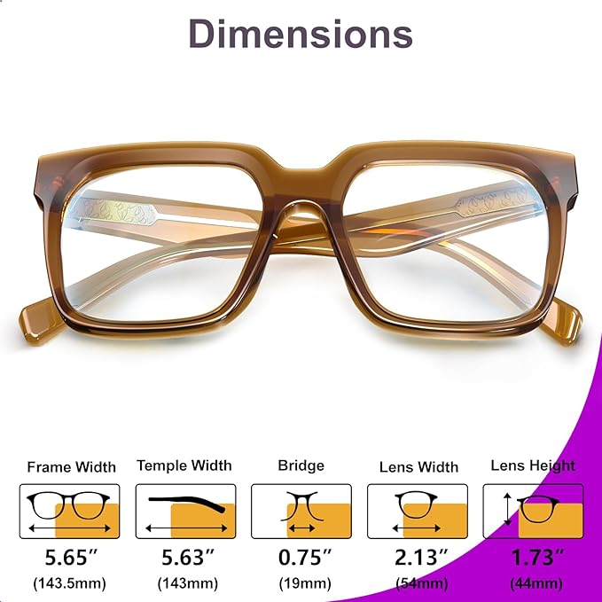 VISOONE Rectangle TR90 Blue Light Blocking Glasses Computer Eyewear with Preppy Look for Women and Men Cougar