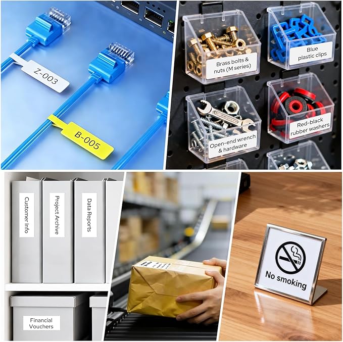 Makeid D50 Industrial Label Printer, Desktop Label Maker 2" Print Head, Mobile APP & PC Editor Compatible, 2600mAh Li-ion Battery, Come with 1.97" W x 26.24ft L Label Heavy-Duty Labeler for Job Sites