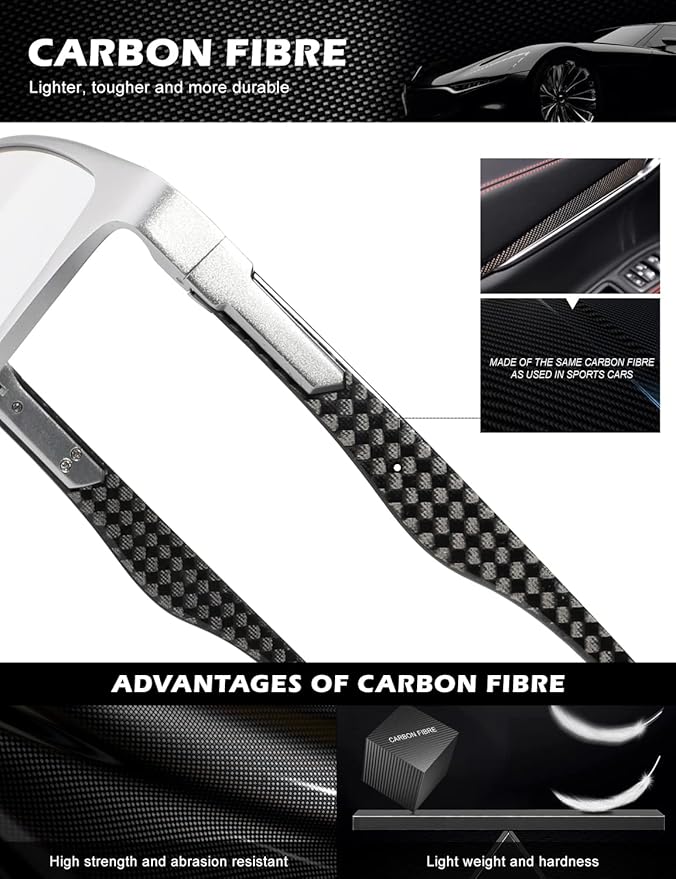 ANYLUV Carbon Fiber Reading Glasses for Men Women, Blue Light Blocking Computer Readers, Anti Glare Spring Hinge