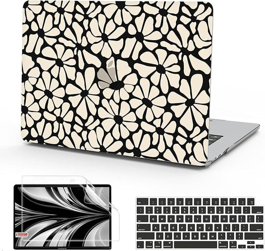 B BELK Compatible with MacBook Air 13 inch Case M5 2026 2025 2024-2022 M4 M3 M2 A3449 A3240 A3113 A2681, Plastic Hard Shell+Keyboard Cover+Screen Protector for MacBook Air 13.6 inch Case, Cute Flower
