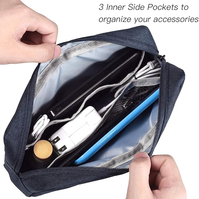 Electronic Organizer Travel Cable Accessories Bag, Electronic Organizer Case, Electronic Accessories Organizer Bag for Cable, Cord, Charger, Phone, Power Bank, Earphone (Big-Navy Blue)