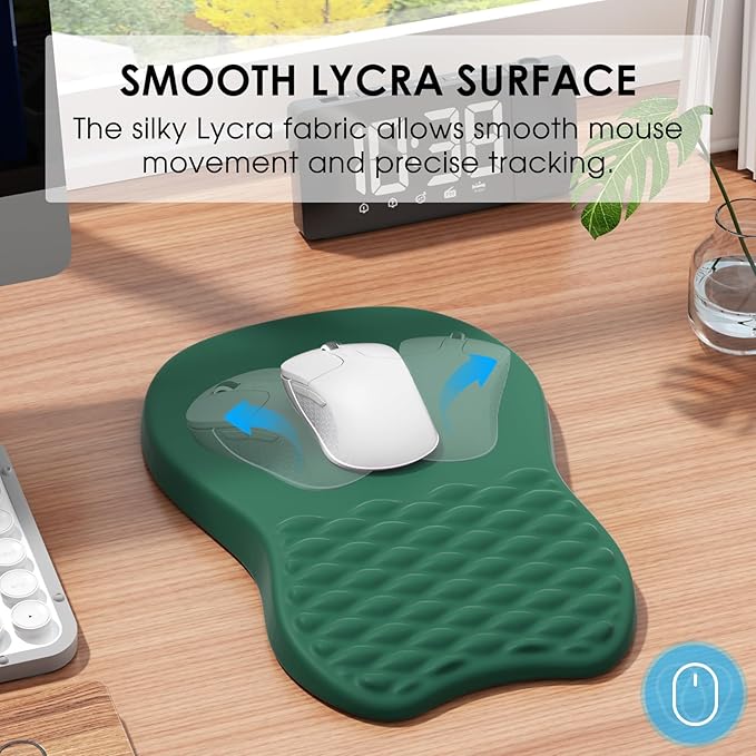 MROCO Ergonomic Mouse Pad with Wrist Support, Wrist Rest Mousepads for Carpal Tunnel Pain Relief, Memory Foam Pad with Massage Bulge and Non-Slip Base for Office, Home, Forest Green