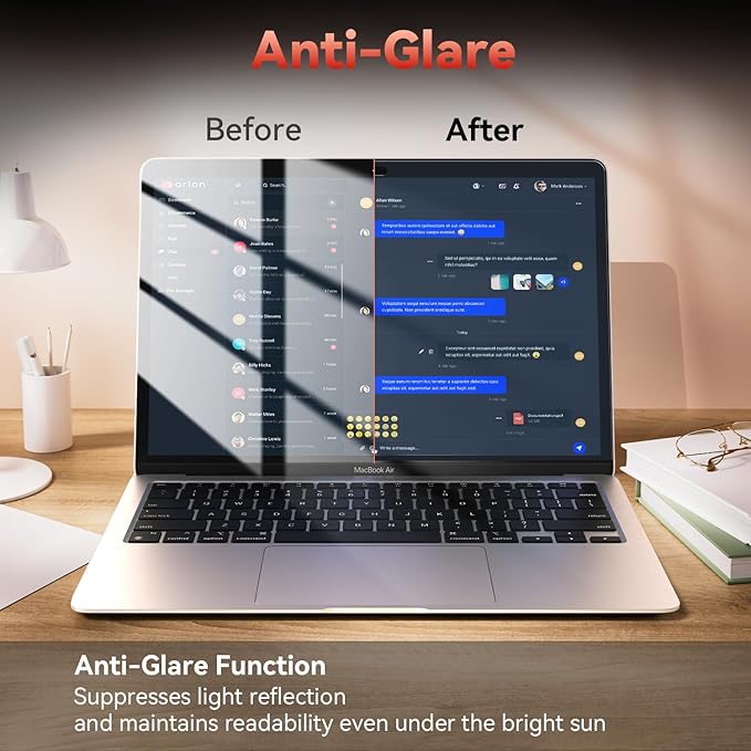 Mamol 2 Pack Anti Blue Light Screen Protector for Macbook Air 13 Inch (2018-2021, M1) / Macbook Pro 13 in (2016-2022, M1, M2), Eye Protection, Anti Glare