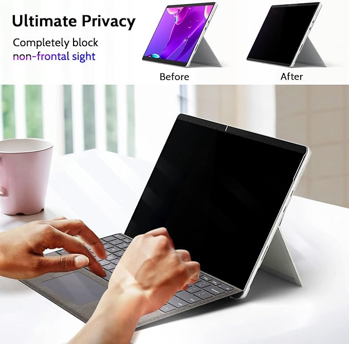 Peslv Magnetic Privacy Screen for Surface Pro 11/10/9/8/X 13 Inch, Removable Anti Blue Light Glare Filter, Black Security Private Apy Block Protector