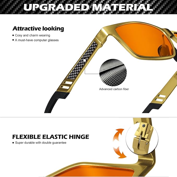 ANYLUV Blue Light Blocking Glasses Men Computer Gaming Glasses Lightweight Al-Mg Metal Anti Eyestrain Eye Protection