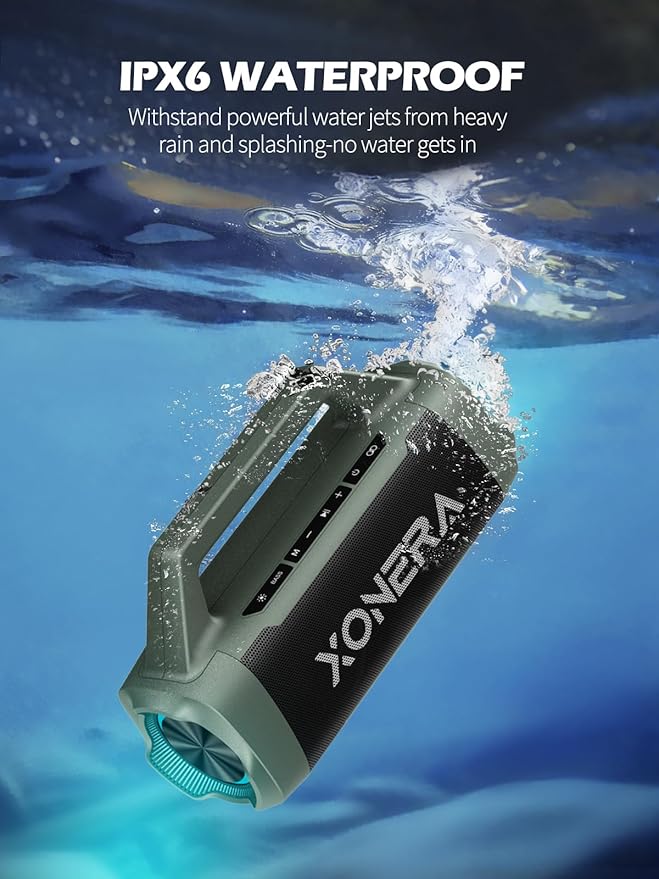Speakers Bluetooth Wireless, 80W Peak Loud Outdoor Speaker with Bass, 20H Playtime, IPX6 Waterproof, TWS，BT5.3, Portable for Camping Hiking Boating Pool Beach, Olive Green
