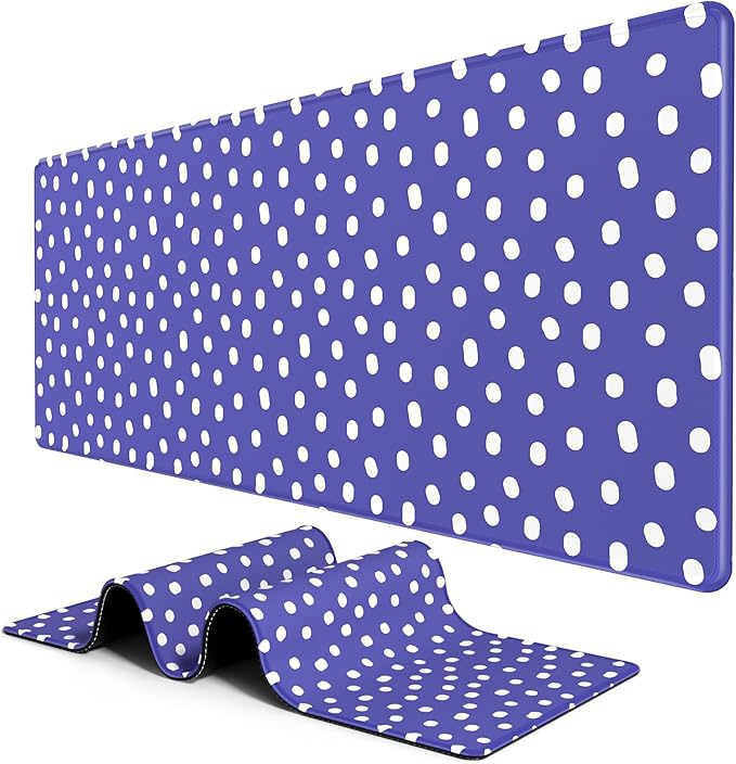 BOSOBO Large Mouse Pad, Desk Pad, XXL XL Extended Gaming Mouse Pad, Desk Mat for Office & Home, Long Keyboard Mat, Huge Mouse Pad, Desktop Full Cover 35.5 x 15.7 Inches, Minimalist Purple Polka Dots