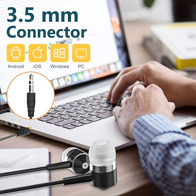 Wired Earbuds Bulk Wired Earphones Mixed Colors 10 Packs Compatible with iPhone Smartphone Computer Laptop MP3 School Classroom 3.5mm Connectivity Ear Buds Headphones