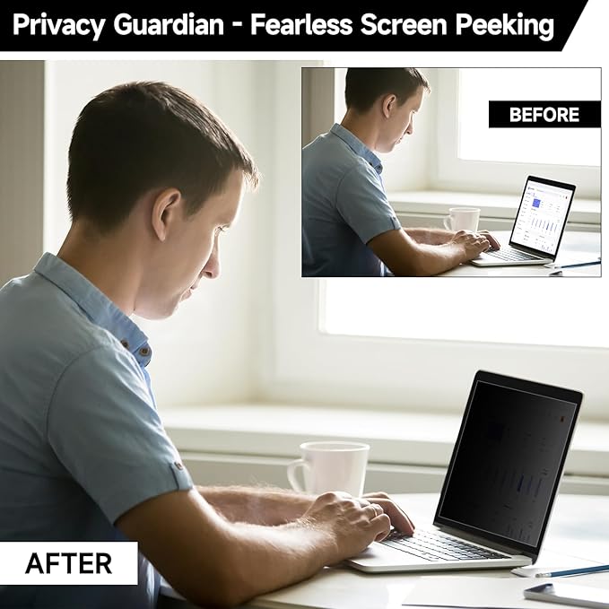 16 Inch 16:10 Laptop Privacy Screen Filter, Anti Blue Light Glare & Anti Scratch Computer Privacy Shield for 16" with 1920x1200 Aspect Ratio Laptop