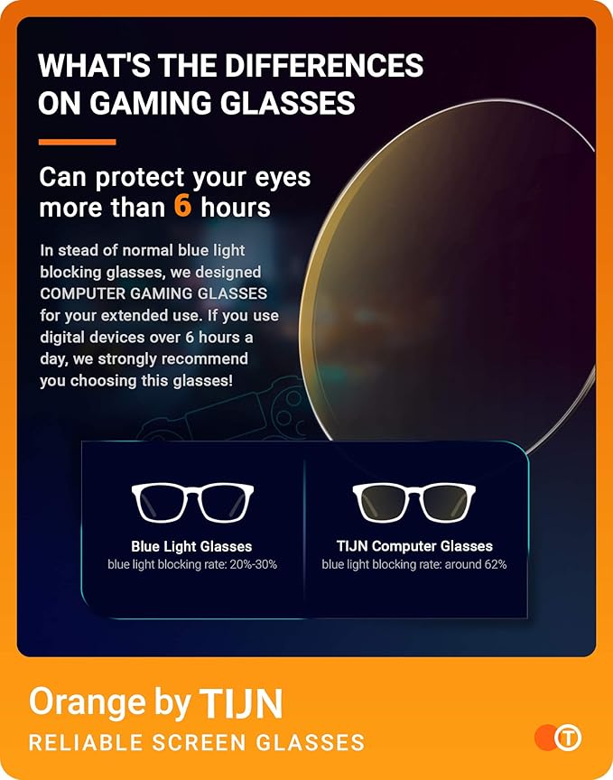 TIJN Gaming Glasses Blue Light Blocking Glasses for Women Men Nerd Eyeglasses Screen Fatigue Anti UV Glare, Black(Gaming Glasses)