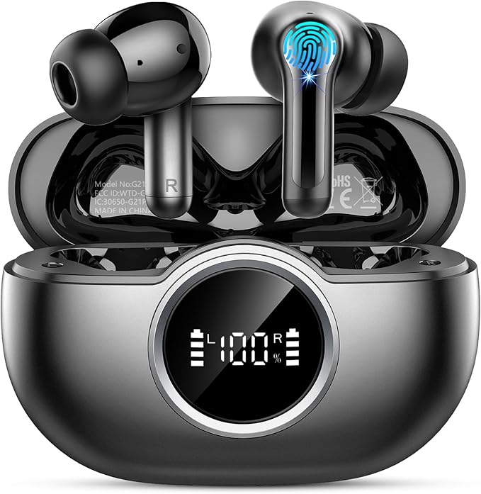 Wireless Earbuds, 2026 3D-Stereo Bluetooth 5.4 Headphones Deep Bass Ear Bud, 4 ENC Noise Cancelling Mic, 40+Hrs USB-C Earphones, IP-X7 Waterproof Headset for Sport Workout Gym Laptop Pad Android iOS
