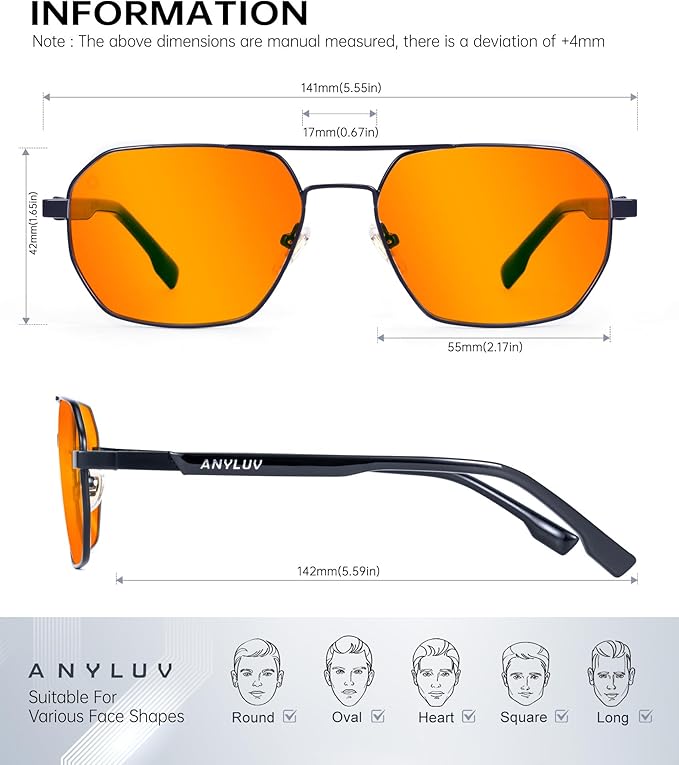 ANYLUV Blue Light Glasses for Woman/Men, Blue Light Blocking Glasses Women Computer Gaming Glasses for Eye Protection