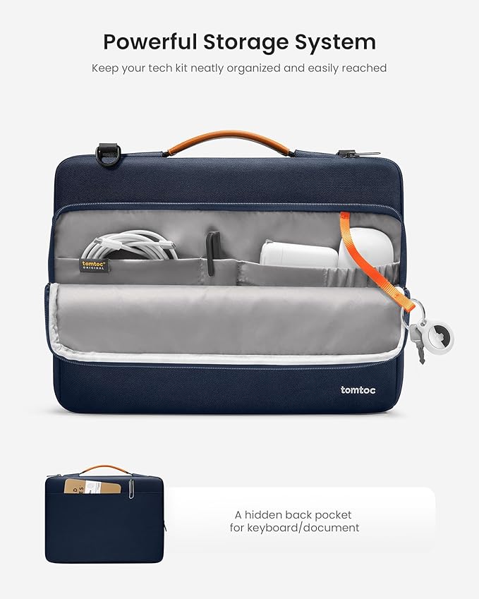 tomtoc 360 Protective Laptop Shoulder Bag for 15-inch 2026 MacBook Air M5 A3448, M4/M3/M2 A3241 A3114 A2941, 15" Dell XPS & Microsoft Surface Laptop 7/6/5, Water-Resistant Laptop Accessory Sleeve Case