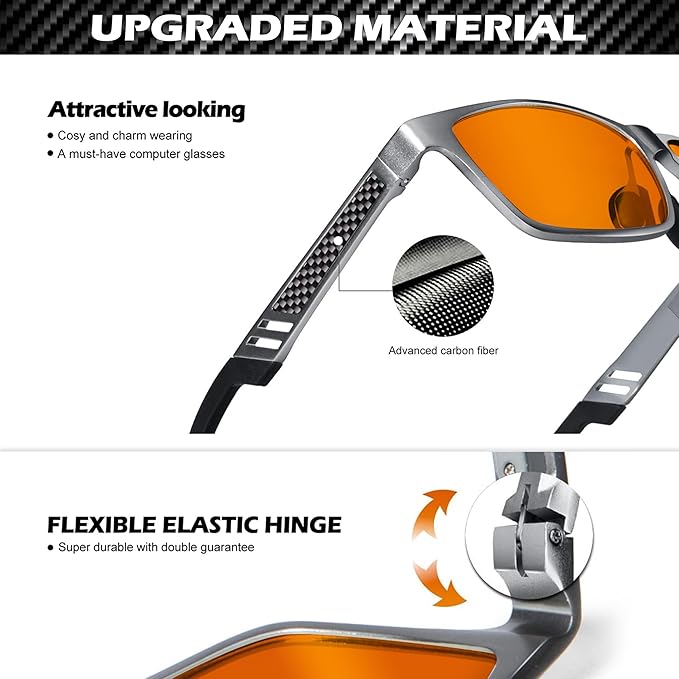 ANYLUV Blue Light Blocking Glasses Men Computer Gaming Glasses Lightweight Al-Mg Metal Anti Eyestrain Eye Protection