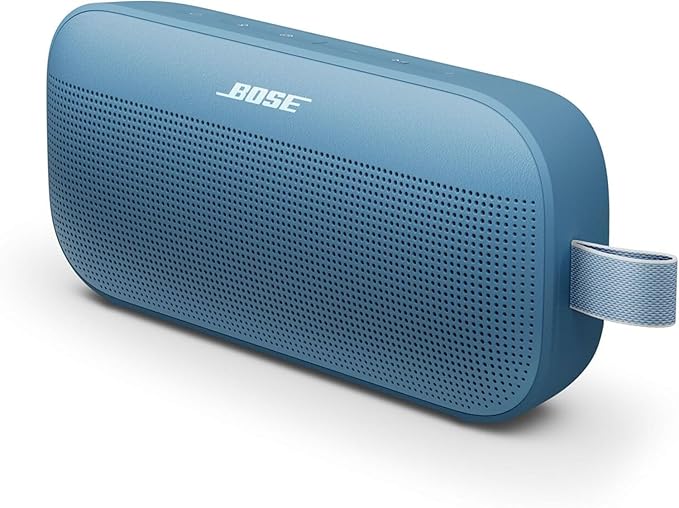 Bose SoundLink Flex Portable Bluetooth Speaker (2nd Gen), Outdoor Speaker with Hi-Fi Audio, Up to 12 Hours Battery, Waterproof and Dustproof, with Slinger Hard Travel Case & USB Plug (Blue Dusk)