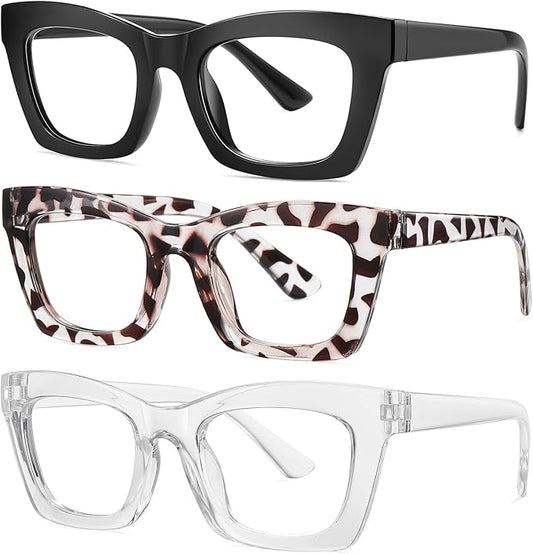 Okany Blue Light Blocking Glasses for Women Men Fashion Computer Screen Gaming TV Phones Anti Eyestrain & UV Glare Glasses 3 Pack