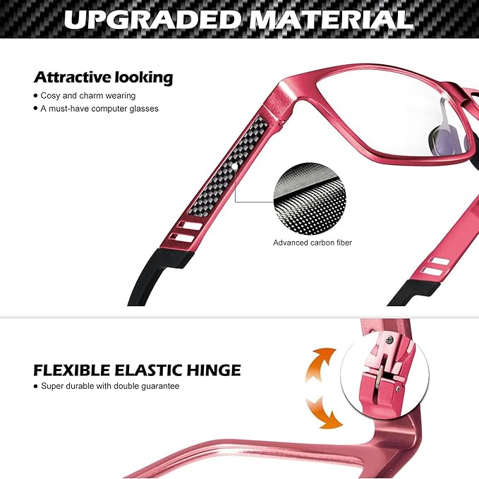 ANYLUV Blue Light Blocking Glasses Men Computer Gaming Glasses Lightweight Al-Mg Metal Anti Eyestrain Eye Protection
