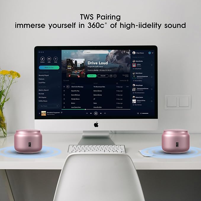 LFS Portable Bluetooth Speaker,Small Bluetooth Speake,Ultra Long Play 15 Hours,TWS Pairing,Suitable for Home,Pool,Beach,Boating, Hiking, Camping for Waterproof Outdoor Mini Speaker-Pink