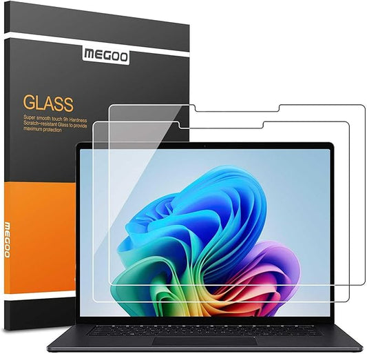 Megoo ArmorShield Screen Protector for Surface Laptop 13 Inch (2025), Tempered Glass, [9H+ Military Grade] [3X Shatterproof Protection], HD Clear, Easy Installation, 2 Pack