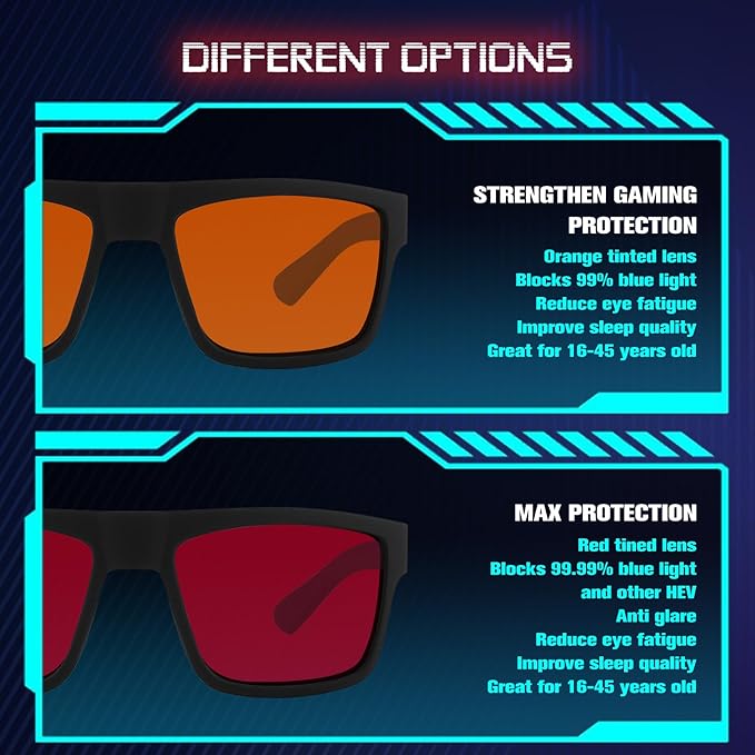 Blue Light Gaming Glasses for Men & Women, Anti Harmful Blue Light for Computer & Gaming, Amber Lenses Anti Eyestrain