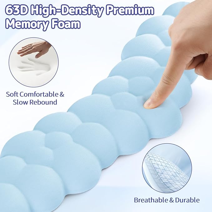 Sushret Cloud Wrist Rest for Keyboard and Mouse, Memory Foam PU Leather Keyboard Wrist Rest with Ergonomic Support, Non-Slip Base, Cute Arm Rest Pad & Palm Cushion, Office Desk Accessory, Blue