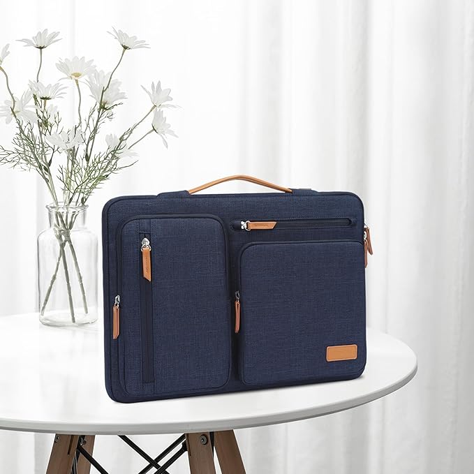 MOSISO 360 Protective Laptop Case 16 inch, 15-15.6 inch Laptop Sleeve Compatible with MacBook Pro 16, HP Acer Dell Lenovo ASUS, Side Open Carrying Case with 4 Zipper Pockets&Handle, Navy Blue