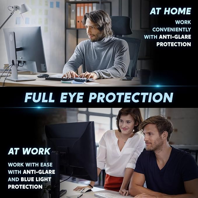 [2 Pack] 24 inch Removable Anti-Glare Blue Light Screen Protector for 16:9 Computer Monitor – Anti-Glare, Anti-Scratch, PC Anti-UV Eye Protection Filter