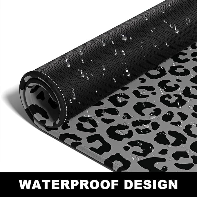 BOSOBO Extended Gaming Desk Mat, XXL Full Cover 31.5 x 11.8 Inches, Black Leopard Print
