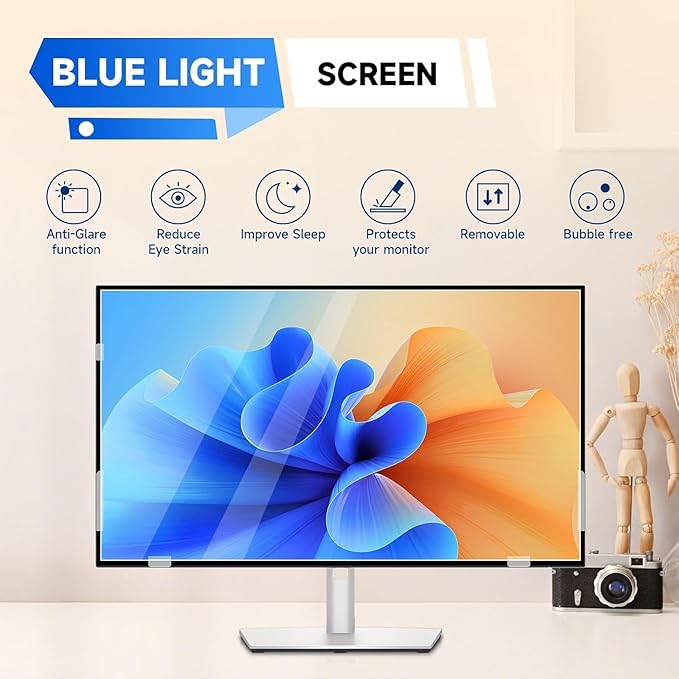 IPROKKO 2 Pack 19 inch Anti-Blue Light Monitor Screen Protector for 5:4 Widescreen, Removable Matte Anti Glare Blue Light Blocking Screen Filter, Anti-UV Eye Protection PC Computer Film [Washable Wipes Clean]