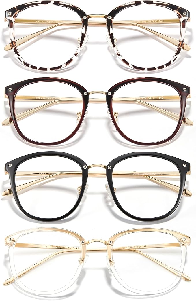 Cyxus 4 Pack Blue Light Glasses for Women, Anti Blue Light Eyeglasses for Woman Reduce Eye Fatigue Eyewear and Headaches