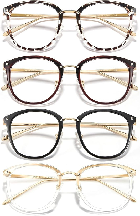 Cyxus 4 Pack Blue Light Glasses for Women, Anti Blue Light Eyeglasses for Woman Reduce Eye Fatigue Eyewear and Headaches
