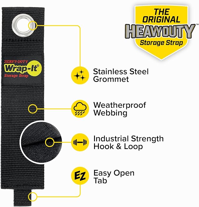 Heavy-Duty Wrap-It Storage Straps, Assorted 9 Pack - Hook and Loop Extension Cord Organizer Hanger, Cord Wrap Keeper, Cable Straps for Cords, Hoses, Rope, RV, Boat and Garage Storage and Organization - Image 5