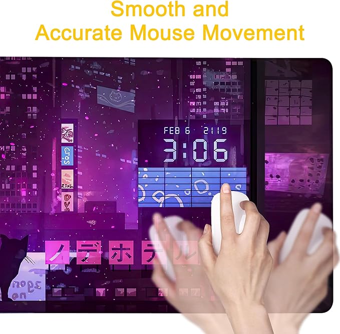 Desk Pad Anime Street Desk Mat for Keyboard and Mouse, Large XXL Gaming Mouse Pad with Stitched Edges for Work Game Office, 35.43 x 15.75 in