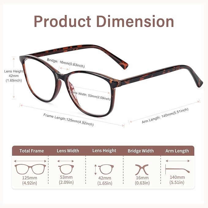 Madison Avenue Blue Light Blocking Glasses Anti Eyestrain UV Glare Blue Light Glasses for Women with Case, TV Phone Computer Gaming Eyeglasses (Demi)