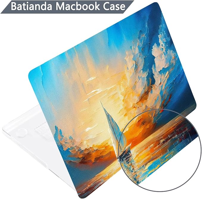 Batianda for MacBook Pro 14 Inch Case 2026-2021 Release M5 M4 M3 M2 M1 Pro/Max, 1.2mm Slim Graphic Hard Shell Cover with Keyboard Cover, Screen Protector 4-in-1 Bundle, Sail