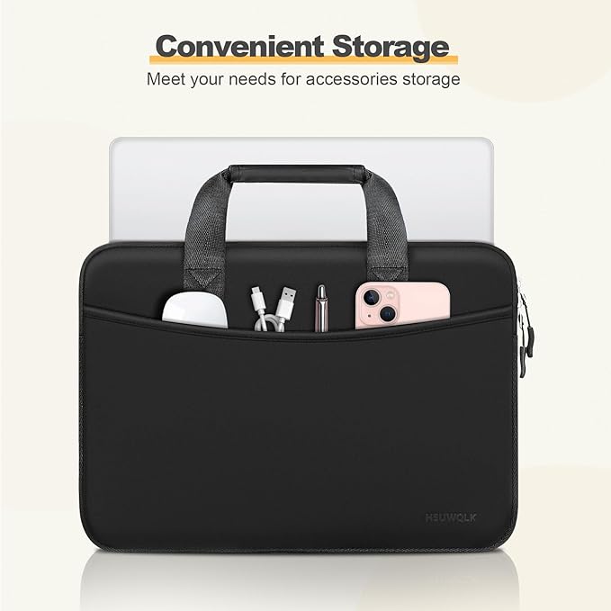 Laptop Case 16 inch,15-15.6 inch Laptop Sleeve Bag Compatible with MacBook Pro 16 M5 M4 M3 M2 M1,HP Dell Acer ASUS Lenovo Notebook,Neoprene Computer Bag with Handle&Curved Pocket, Black