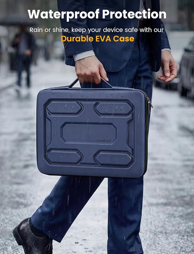 DOMISO Laptop Hard Case 17-17.3 inch Waterproof Shockproof Hard Shell Laptop Sleeve with Handle & Storage Pocket, Compatible with MacBook, HP, Dell, Dark Blue