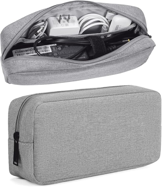 Electronic Cable Organizer Bag, Travel Accessories Carry Case Portable Waterproof Electronics Organizer Case for Cable, Cord, Charger, Phone, Power Bank, Earphone (Big-Light Grey)