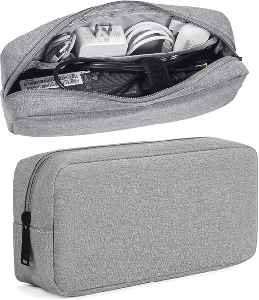 Electronic Cable Organizer Bag, Travel Accessories Carry Case Portable Waterproof Electronics Organizer Case for Cable, Cord, Charger, Phone, Power Bank, Earphone (Big-Light Grey)