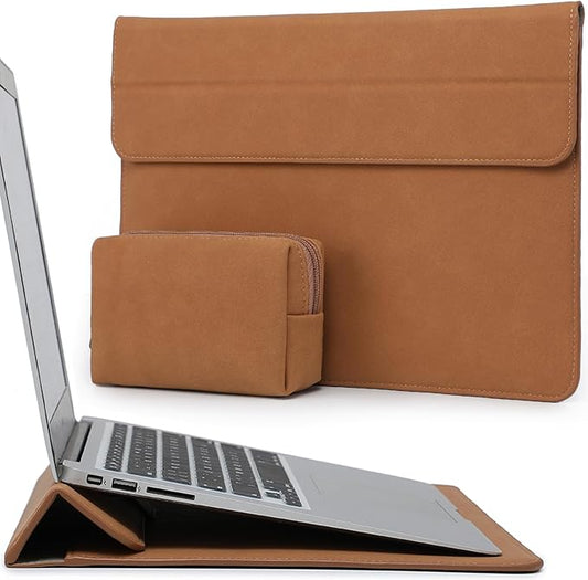 HYZUO 15-16 Inch Laptop Case Bag Sleeve with Stand Feature for MacBook Pro 16 M5/M4/M3/M2/M1 Pro/Max 2026-2019, XPS 15, MacBook Pro 15 2015-2012, Samsung Galaxy Book Flex 15, Brown