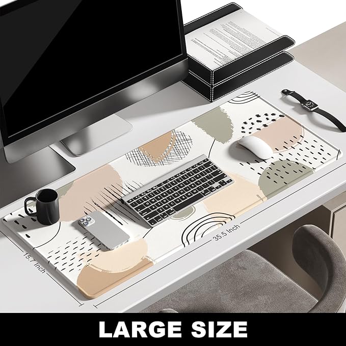 BOSOBO Large Desk Mat, XXL Extended Gaming & Office Mouse Pad, Keyboard Mat, Full Cover 35.5 x 15.7 Inches, Abstract Paintings