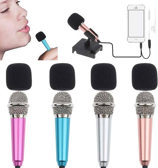 LOCOLO 4Pcs Mini Microphone Mini Karaoke Microphone for Voice Recording Portable Microphone Chatting and Singing Compatible with Smartphone iPhone iPad Laptop