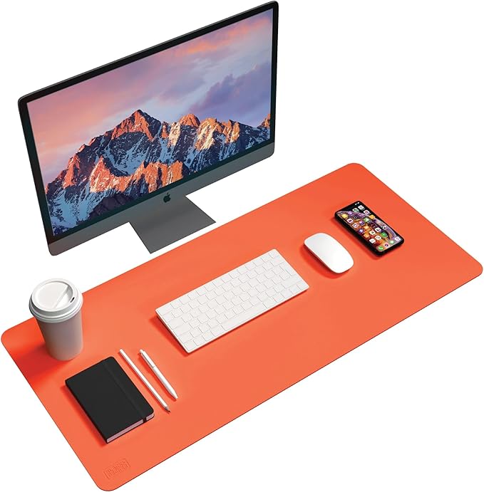 Black+Decker Faux Leather Desk Mat for Keyboard and Mouse - Office Desk Accessories - Protective Office Desk Decor Men, Women, Teens - Desk Pad Mat for Gaming, Work from Home, Office - Desk Organizers