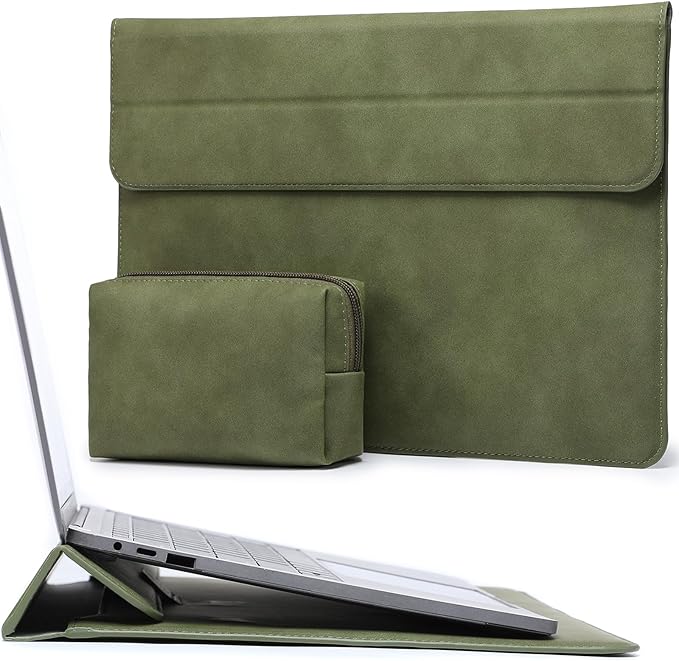 HYZUO 15 Inch Laptop Case Bag Sleeve with Stand for MacBook Air 15 M5 M4 A3241 M3 A3114 M2 A2941 2026-2023, 15" Surface Laptop 7/6/5/4/3, MacBook Pro 15 A1990 A1707 2019-2016, Olive Green