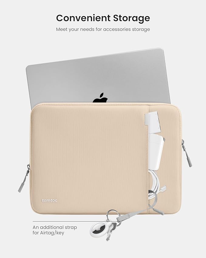 tomtoc 360° Protective Laptop Sleeve for 16-inch MacBook Pro M5 Pro/Max (2026) A3428 A3429, M4/M3/M2/M1 A3403 A3186 A2991 A2780, Water-Resistant MacBook Case Bag with Accessory Pocket Fits Dell XPS 16