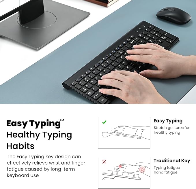 cimetech EasyTyping KF10 Wireless Keyboard and Mouse Combo, [Silent Scissor Switch Keys][Labor-Saving Keys]Ultra Slim Wireless Computer Keyboard and Mouse, Easy Setup for PC/Laptop/Mac/Windows - Black