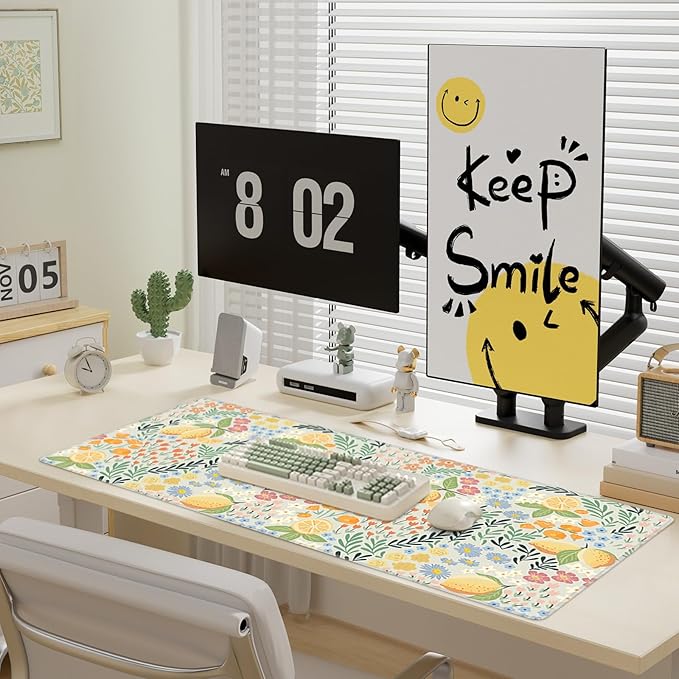 Baziabbo Cute Desk Mat,XXL Extended Big Mouse Pad,Gaming Mousepad with Stitched Edge,Non-Slip Rubber Base Keyboard Desk Pad for Home Office Study Game