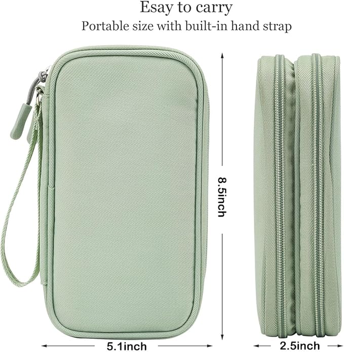 Electronic Organizer Bag, Waterproof Portable Electronic Organizer Travel Accessories Cable Bag Universal Cord Storage Case for Cable, Charger, Phone, Power Bank, Earphone(Mint Green, Large)